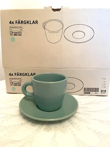 Ikea Coffee Cups & Saucers Fargklar x 4 New in Box - Picture 1 of 2