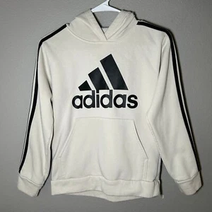 Adidas cream & black pullover hoodie boy’s size medium 10/12 - Picture 1 of 8