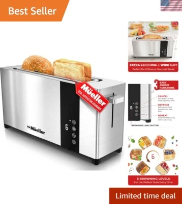 Professional 2 Slice Stainless Steel Toaster - 6 Browning Settings & Wide Slots - Image 1 of 4