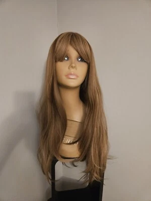 AUBURN BROWN MIXED COLORS LONG BANGS WIG WITH HIGHLIGHTS - Image 1 of 4