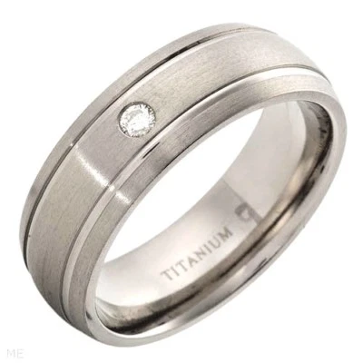 Agradable anillo de titanio unisex con diamante genuino J-SI2. Talla: 8,0 EE. UU. Nuevo   Foto 1 de 2
