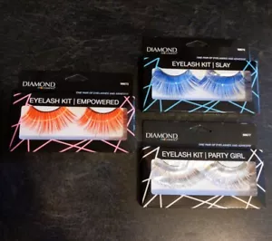3 Pkg Eyelashes Adhesive Eye Lash Lashes Costume Wear, Blue,Red, Silver - Picture 1 of 6