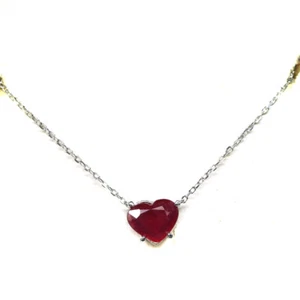 Gemstone Heated Red Ruby Pendant & Necklace 19.5" 925 Silver White Gold - Picture 1 of 5
