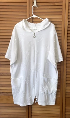 Women's DOTTI White Full-Zip Hoodie Tunic Short Sleeve Jacket Cover Up Sz 1X Foto 1 de 4
