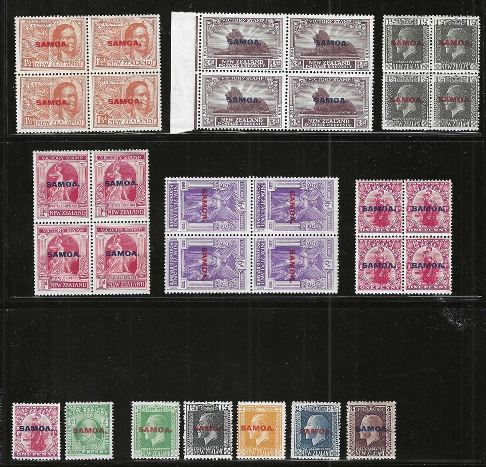 Samoa, Selection of Singles and Blocks of 4, Mint N.H./H. Stamps - Image 1 of 1