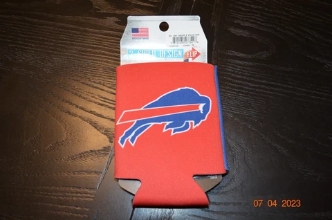 Buffalo Bills Can Cooler 12oz Collapsible Koozie - Two Sided Cover