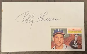 BOBBY THOMSON SIGNED 3"X5" INDEX CARD MLB AUTO NEW YORK GIANTS AUTOGRAPH D 2010 - Picture 1 of 1