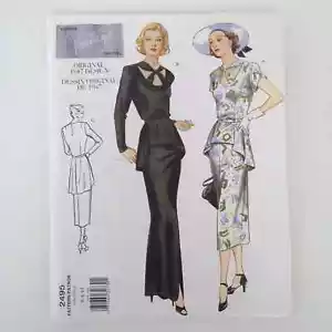 Vogue 2495 Nähmuster ungeschnittenes Tages- oder Abendkleid mit Schößchen 30,5-32,5 Zoll Büste - Bild 1 von 5