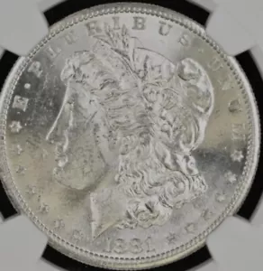 RARE GEM 1881-S PROOF-LIKE NGC CARTWHEEL-LUSTER MORGAN SILVER DOLLAR $1 - Picture 1 of 4
