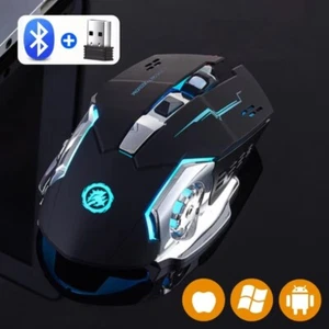 Rechargeable Wireless Mouse Gaming Computer Silent Bluetooth Mouse 2.4G USB - Picture 1 of 6