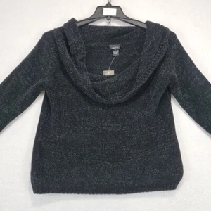 Rue 21 Black Cowl Neck Womens Sz XS Sweater Chunky Knit Cozy Comfy Boho Holiday - Picture 1 of 11