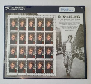 USPS - Legends of Hollywood-James Dean Stamp Sheet (20) & James Dean Stamp Folio - Picture 1 of 7
