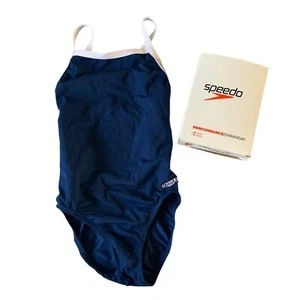 Speedo Swimsuit Girls Sz 26 Training Flyback Youth Navy Blue Swimwear One Piece - Picture 1 of 7