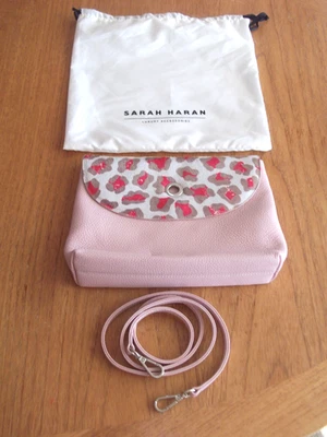 Sarah Haran Leather Jasmine pink pebbled leather fur patterned flap + dustbag - Image 1 of 4