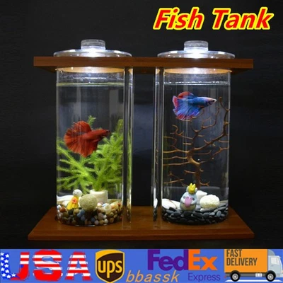 Betta Fish Tank Mini Fish Bowls For Beta Fish Glass Aquaponic Fish Tank Clear - Image 1 of 4