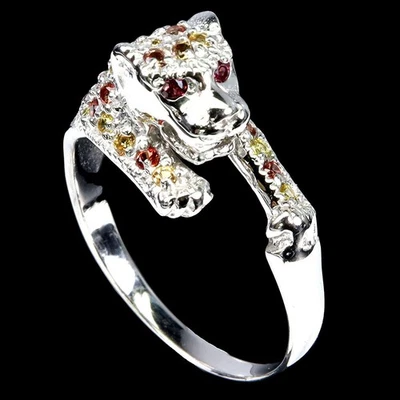 Anello in argento sterling 925 zaffiro tondo rodolite granato gemma gioielli 9 - Immagine 1 di 4