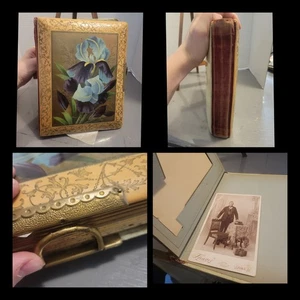 Awesome ANTIQUE UNIQUE Victorian Photo Album With 22 Cabinet Photos - Picture 1 of 19