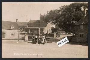 Postcard Swinstead nr Bourne Lincolnshire village Cross church children early RP - Picture 1 of 2