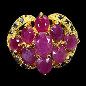 925 Sterling Silver Ring Oval Ruby 7x5mm Sapphire Natural Gemstone Jewelry Sz 8 - Picture 1 of 14