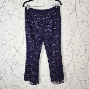 Vintage Union Made 70er lila Spitze durchsichtig Schlaghose | Damen 14 - Bild 1 von 8