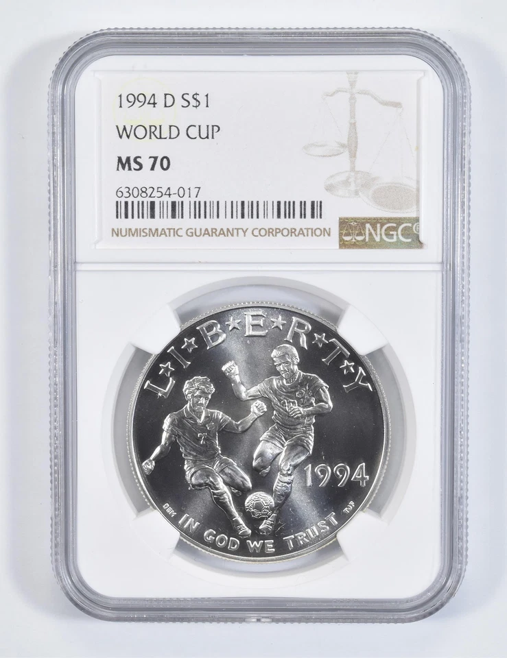 1994-D World Cup Soccer Commemorative Silver Dollar MS70 NGC *2820 - Image 1 of 4