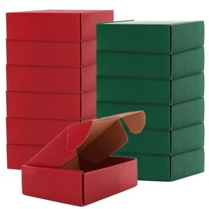 24 Pack Christmas Shipping Box Red Green Xmas Mailing Box Corrugated Cardboar... - Picture 1 of 7