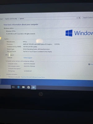 HP Notebook 15-AF AMD A8-7410 4GB RAM 1TB HDD WIN 10 PRO BATERIA RUIM - Imagem 1 de 4