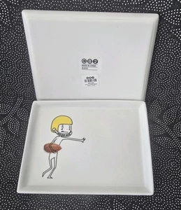 CB2 Crate and Barrel Oliver 2012 Vorspeisenteller 2er Set Fußball Mandel - Bild 1 von 4