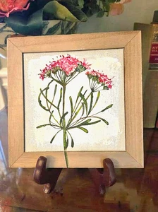 Floral Hand Painted & Embellished Canvas w/Acrylic Paint on Print - Picture 1 of 3