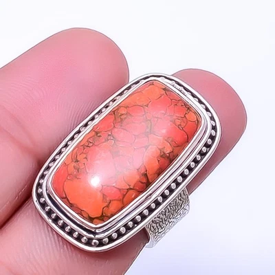 Red Turquoise 925 Sterling Silver Handmade Ring S.7 R_9241_77_29, Christmas Gift - Image 1 of 4