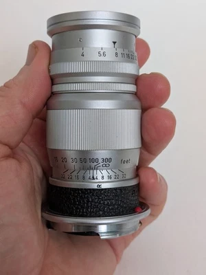 Lente de montaje Leica 9 cm (90 mm) f4 Elmar M plateada/cuero 1354664 Foto 1 de 4