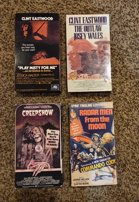 VHS Lot - Play Misty For Me/Outlaw Josey Wales/Creepshow/Radar Men From the Moon - Image 1 of 4