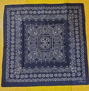 Bandana Vintage Color Rápido Elefante Baúl Paisley y Lunares Algodón Índigo - Imagen 1 de 4