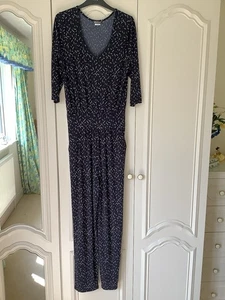 Kim & Co Women's Jumpsuit. Black Multi pattern size Medium. 3/4 sleeve. - Picture 1 of 12