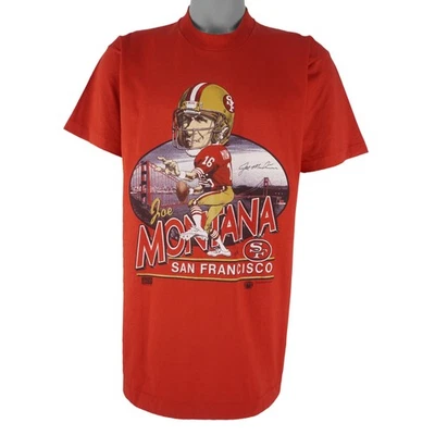 Camiseta roja caricatura 49ers San Francisco Joe Montana QT5947 Foto 1 de 3