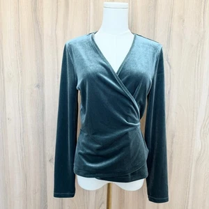 Madewell Damen Samt Wickel Ballerinas Größe M Grün Langarm Urlaub Minimal - Bild 1 von 6