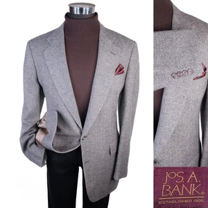 Jos. A. Bank Sport Coat Blazer Gray Herringbone 42XL Wool Casual Jacket USA Made - Picture 1 of 13