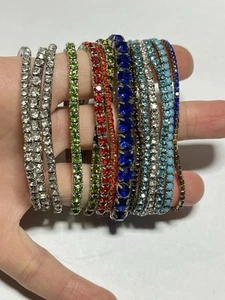 Lotto Bracciale Vintage Strass Colorati Elasticizzati RR1648 - Foto 1 di 5