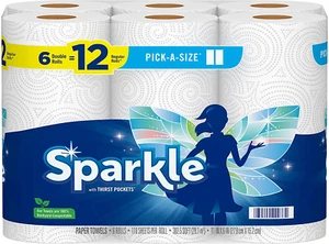 Sparkle® Pick-A-Size® Paper Towels, 6 Double Rolls = 12 Regular Rolls - Picture 1 of 12