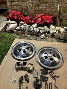 2 Rover 3500S US Rostyle Stainless Steel 14 Inch Hubcaps, other Small Parts - Picture 1 of 9