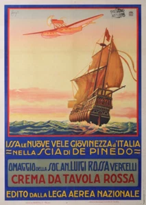 CAVIGIOLI ISSA LE NUOVE VELE GIOVINEZZA NELLA SCIA DI PINEDO 1928 OLD POSTER - Picture 1 of 1