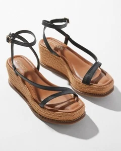Chicos Espadrille Wedge Platform Sandal Black Sz. 8.5 New - Picture 1 of 11