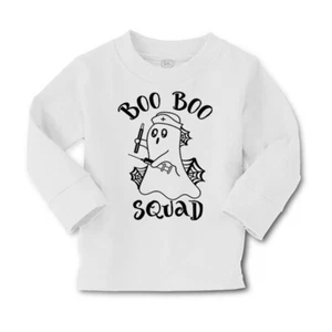 Kids Long Sleeve T Shirt Halloween Boo Squad Style A Cotton Girls & Boys Clothes - Picture 1 of 12