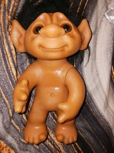 Vtg 1970s THOMAS DAM Norfin Troll Doll Black Hair - Picture 1 of 4
