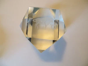 Vint Estate FINE Crystal Glass Taurus Bull Paperweight 14 sided Polygon ZODIAC - Picture 1 of 4