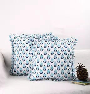 Elegante Hand Blockdruck Baumwolle Kissenhülle 2er Set zum Verschenken Wohnkultur - Bild 1 von 6