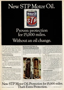 1977 Vintage Print Ad New STP Motor Oil Proven protection for 15,000 miles - Picture 1 of 2