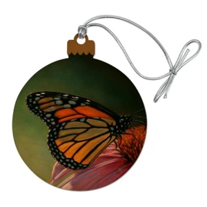 Monarch Schmetterling und Zapfenblume Holz Weihnachtsbaum Weihnachtsschmuck - Bild 1 von 7
