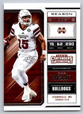 # 24 Dak Prescott Mississippi State Bulldogs 2018 Panini Contenders Draft Picks - Image 1 of 2