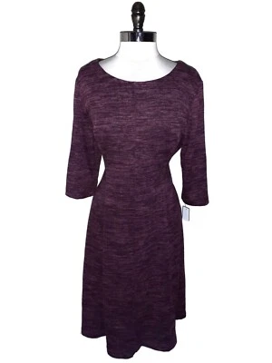  NEW CONNECTED Size 16 A-Line Dress Burgundy 3/4 Sleeve Knee Length - Image 1 of 4